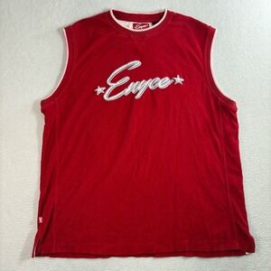 Vintage Enyce Jersey Mens 2XL Red Terry Cloth Embroidered Spellout Oversized Y2K